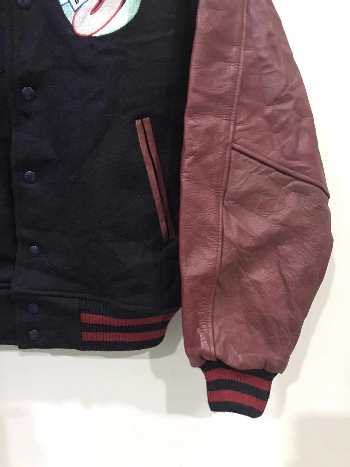 Japanese Brand Vintage UNCLE BOV Japan Leather DKB Sleeve Varsity Jacket Size US L / EU 52-54 / 3 - 6 Thumbnail