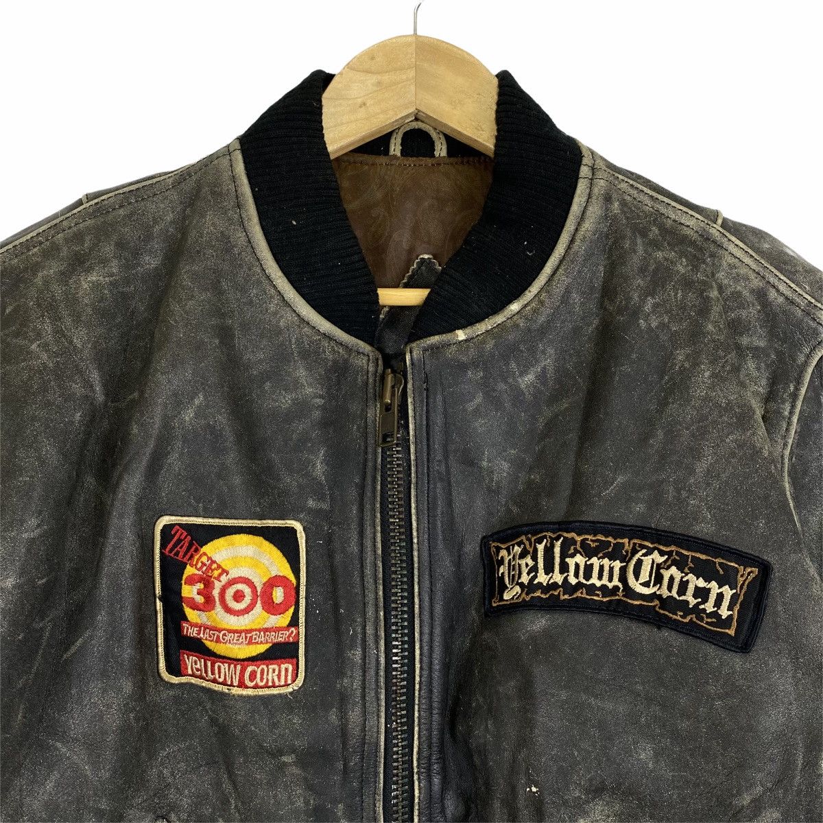 Vintage × YELLOW CORN Vintage YELLOW CORN Racing Team Leather Jacket Bomber Size US L / EU 52-54 / 3 - 7 Thumbnail