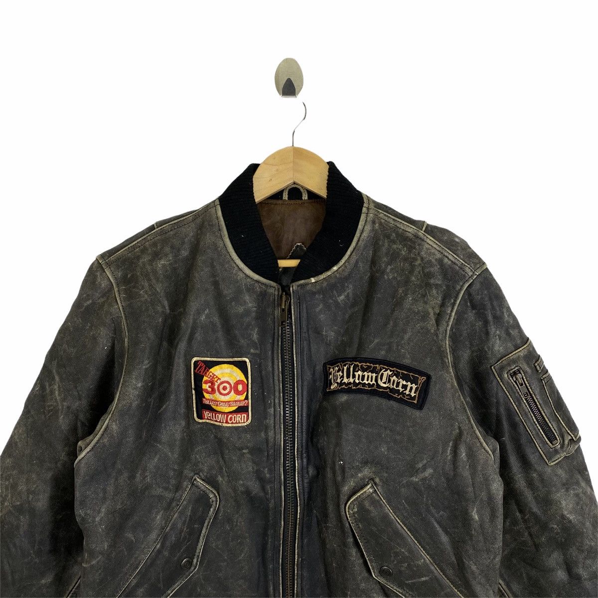 Vintage × YELLOW CORN Vintage YELLOW CORN Racing Team Leather Jacket Bomber Size US L / EU 52-54 / 3 - 5 Thumbnail