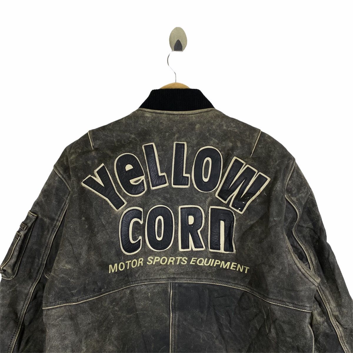 Vintage × YELLOW CORN Vintage YELLOW CORN Racing Team Leather Jacket Bomber Size US L / EU 52-54 / 3 - 6 Thumbnail