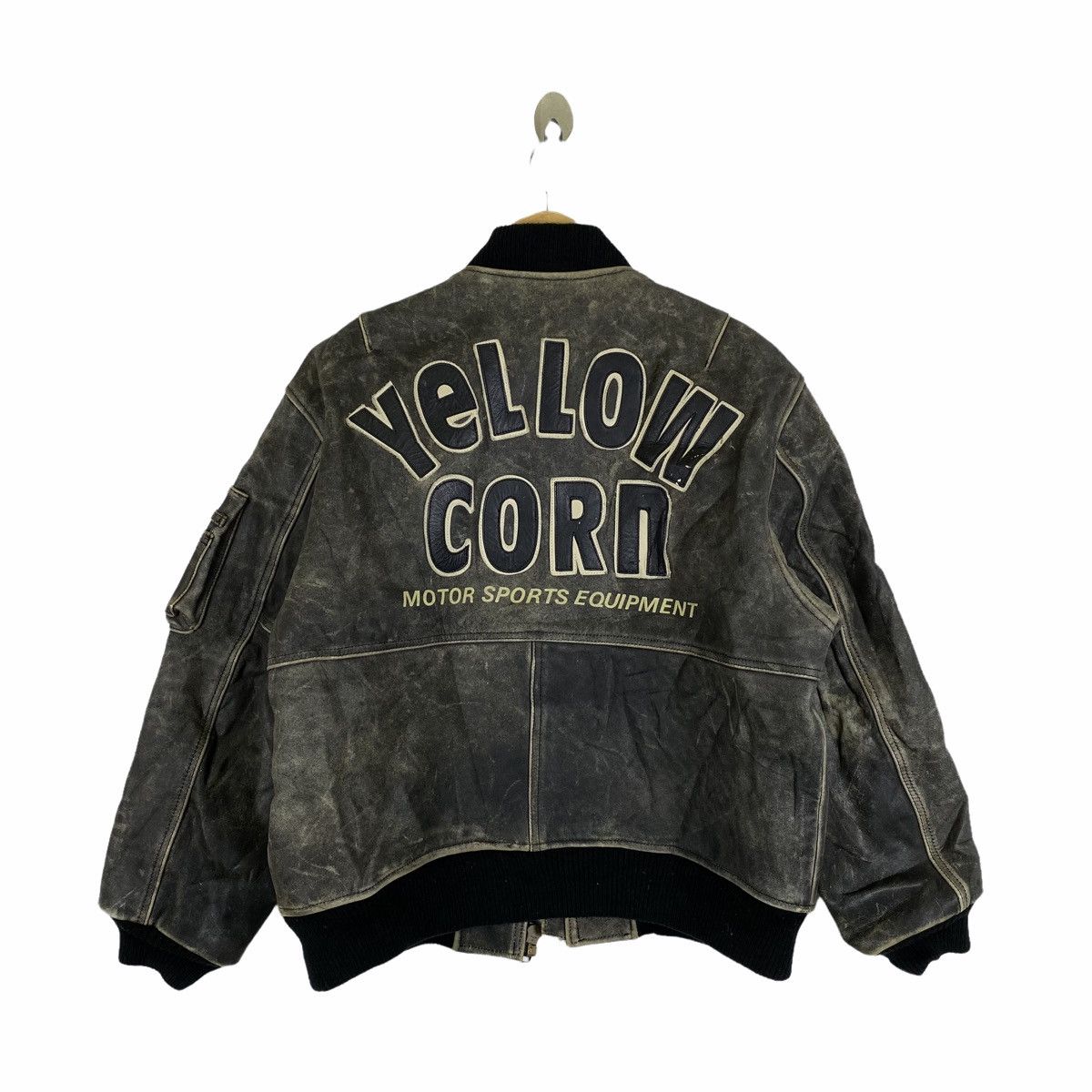 Vintage × YELLOW CORN Vintage YELLOW CORN Racing Team Leather Jacket Bomber Size US L / EU 52-54 / 3 - 2 Thumbnail