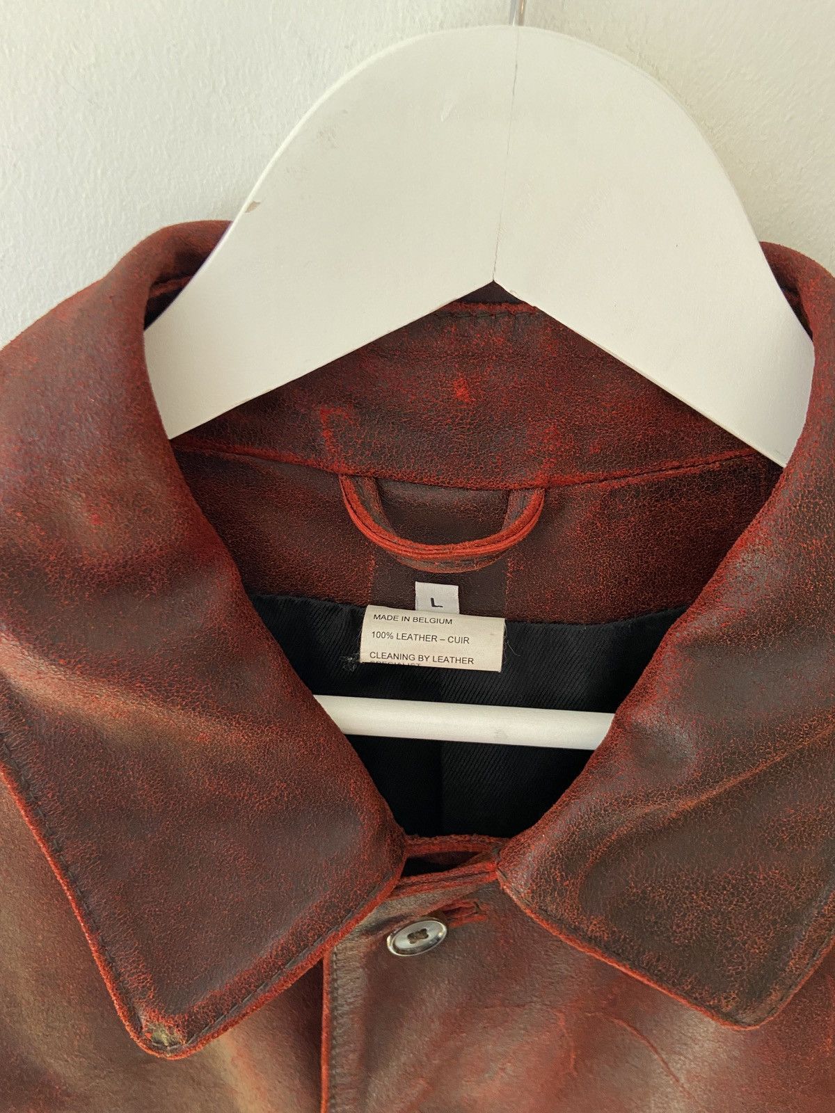 Ann Demeulemeester Ann Demeulemeester F/W01 Distressed Red Leather Coat Size US L / EU 52-54 / 3 - 6 Thumbnail