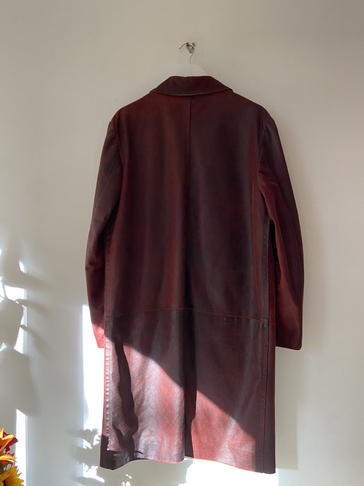 Ann Demeulemeester Ann Demeulemeester F/W01 Distressed Red Leather Coat Size US L / EU 52-54 / 3 - 3 Thumbnail