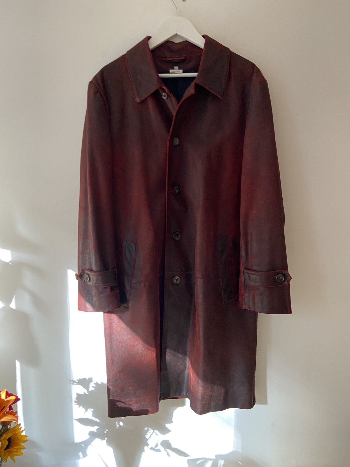 Ann Demeulemeester Ann Demeulemeester F/W01 Distressed Red Leather Coat Size US L / EU 52-54 / 3 - 2 Thumbnail