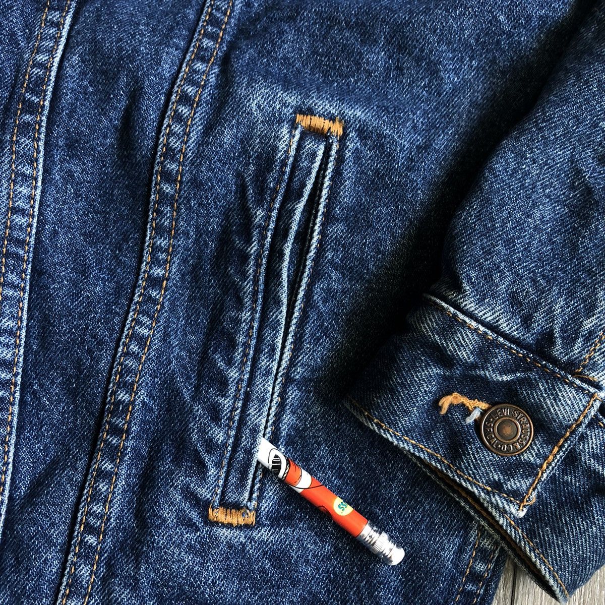 Vintage 90s Levis Dry Goods Sherpa Lined Trucker Jean Jacket