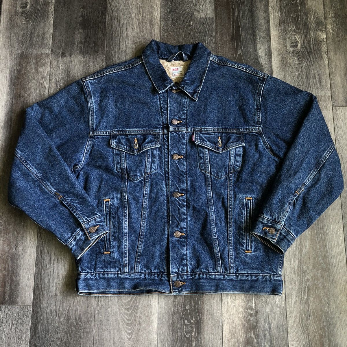Levi's Vintage 90s Levis Dry Goods Sherpa Lined Trucker Jean Jacket Size US XL / EU 56 / 4 - 2 Thumbnail