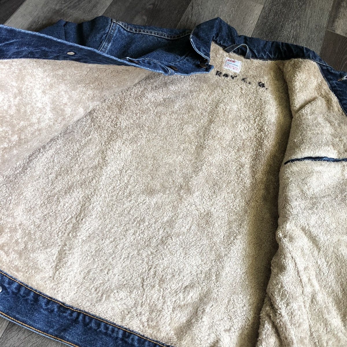 Levi's Vintage 90s Levis Dry Goods Sherpa Lined Trucker Jean Jacket Size US XL / EU 56 / 4 - 9 Thumbnail