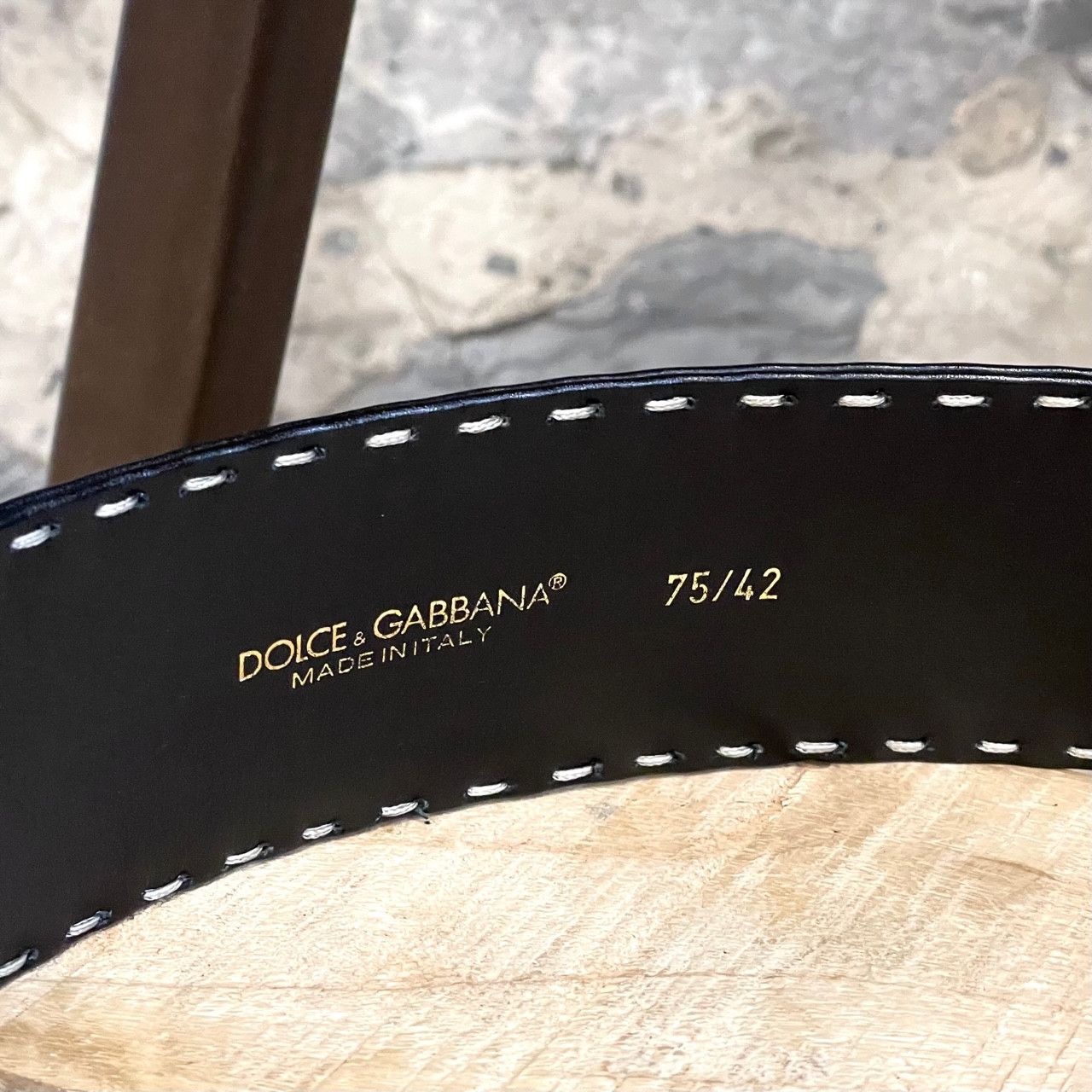 Dolce & Gabbana Dolce & Gabbana Black Leather Stitched Wide Belt Size ONE SIZE - 7 Thumbnail