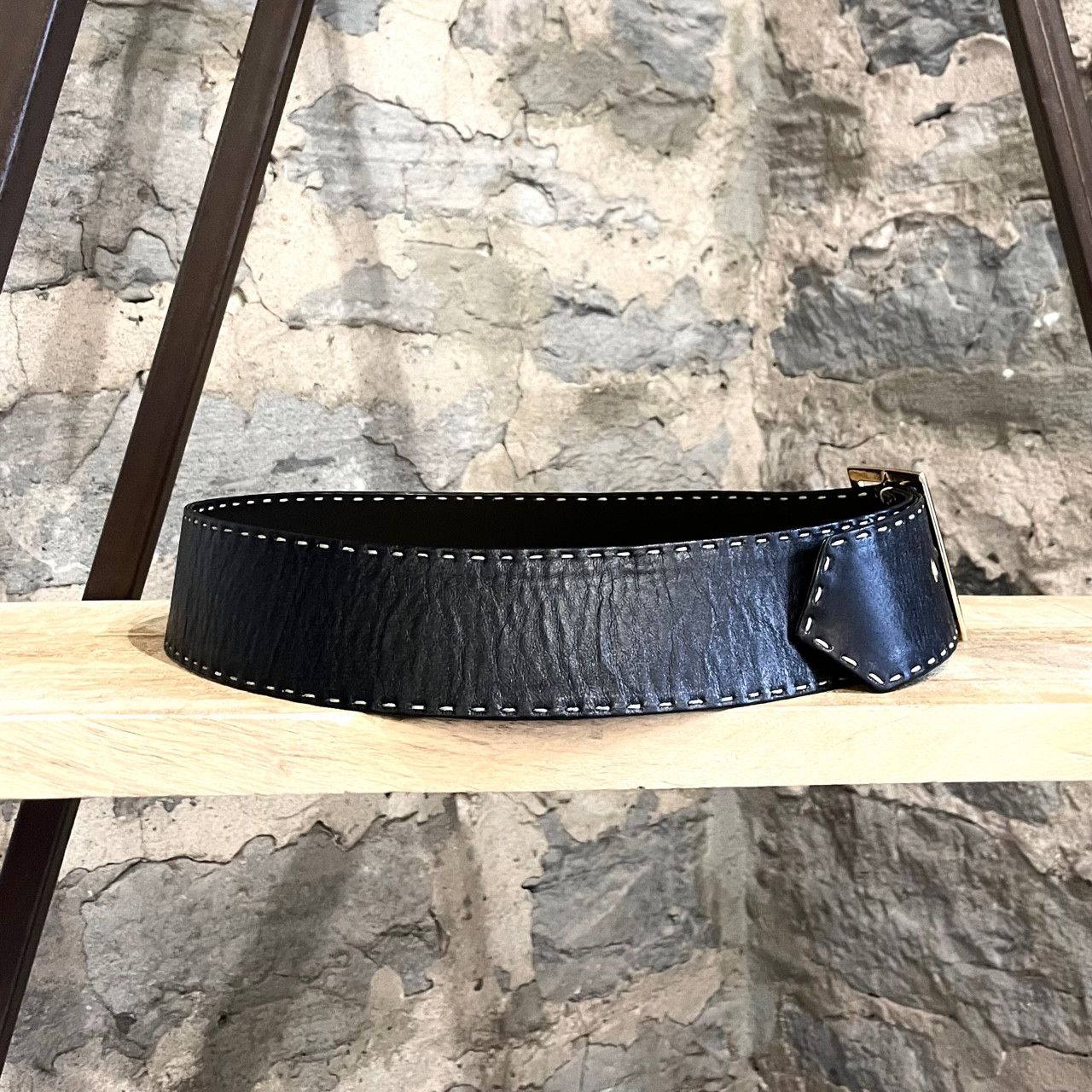 Dolce & Gabbana Dolce & Gabbana Black Leather Stitched Wide Belt Size ONE SIZE - 6 Thumbnail