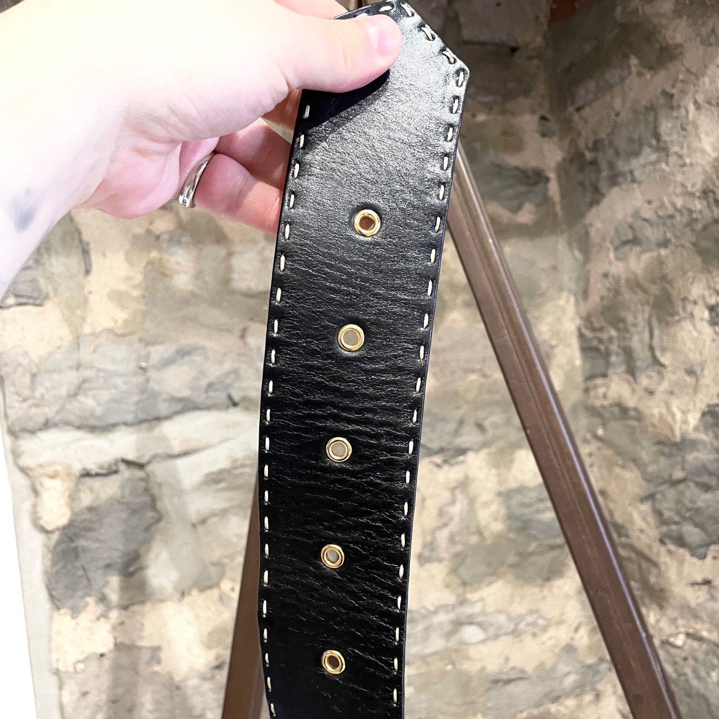 Dolce & Gabbana Dolce & Gabbana Black Leather Stitched Wide Belt Size ONE SIZE - 9 Thumbnail