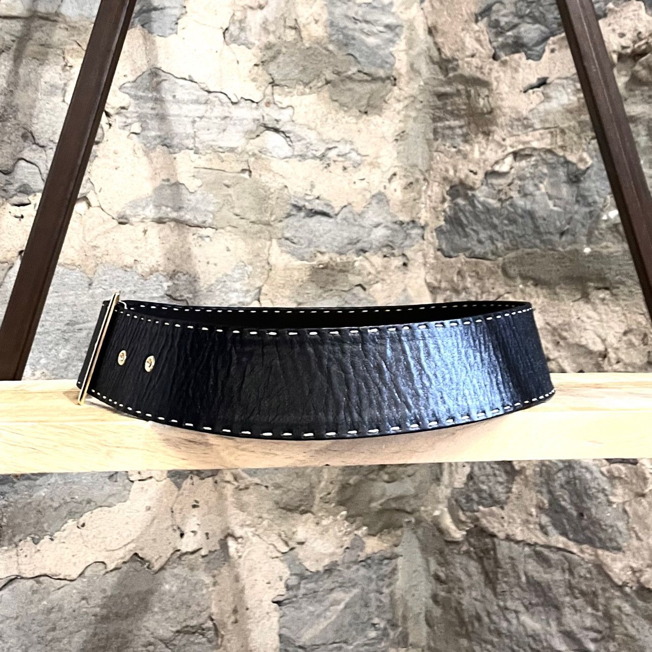 Dolce & Gabbana Dolce & Gabbana Black Leather Stitched Wide Belt Size ONE SIZE - 4 Thumbnail