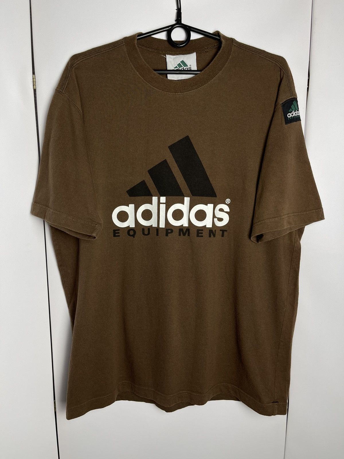 Adidas equipment vintage tee t-shirt brown rare big logo