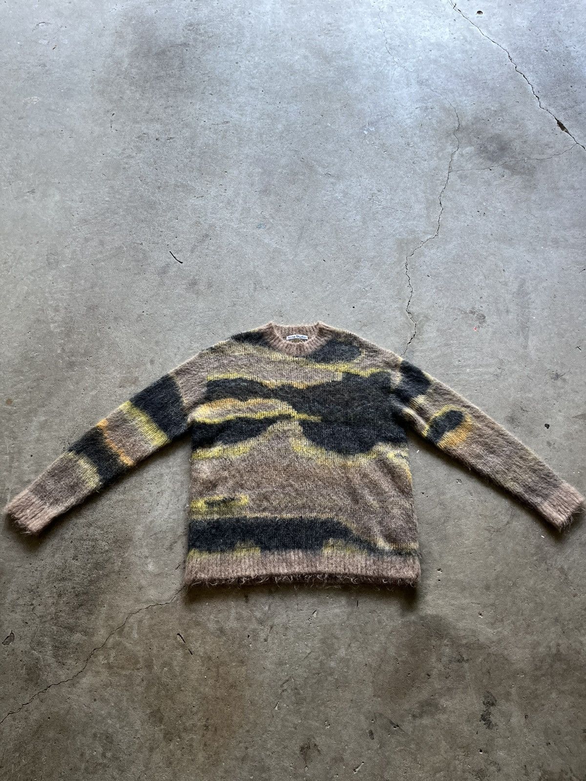 image of Acne Studios Texturized Mohair Knit Sweater in Brown, Men's (Size Medium)