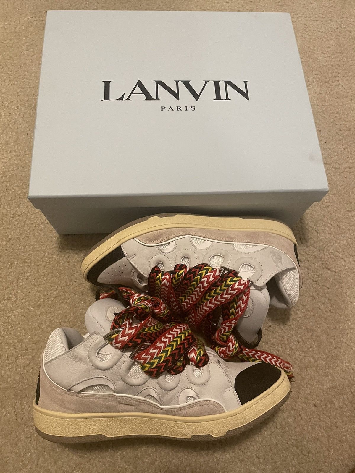 Lanvin Lanvin Curb Sneakers White/Multicolor Size 43 EU/10 US Size US 10 / EU 43 - 3 Thumbnail