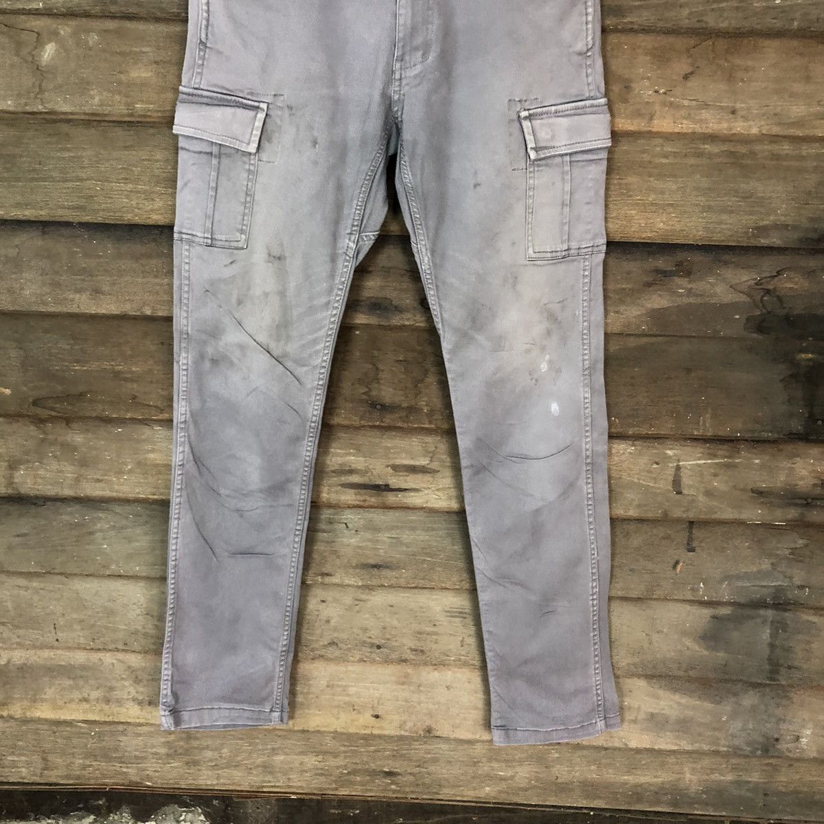 Japanese Brand × StraightFaded Gladiator Blue Faded multi pocket tactical Cargo Pants #4455 Size US 29 - 3 Thumbnail