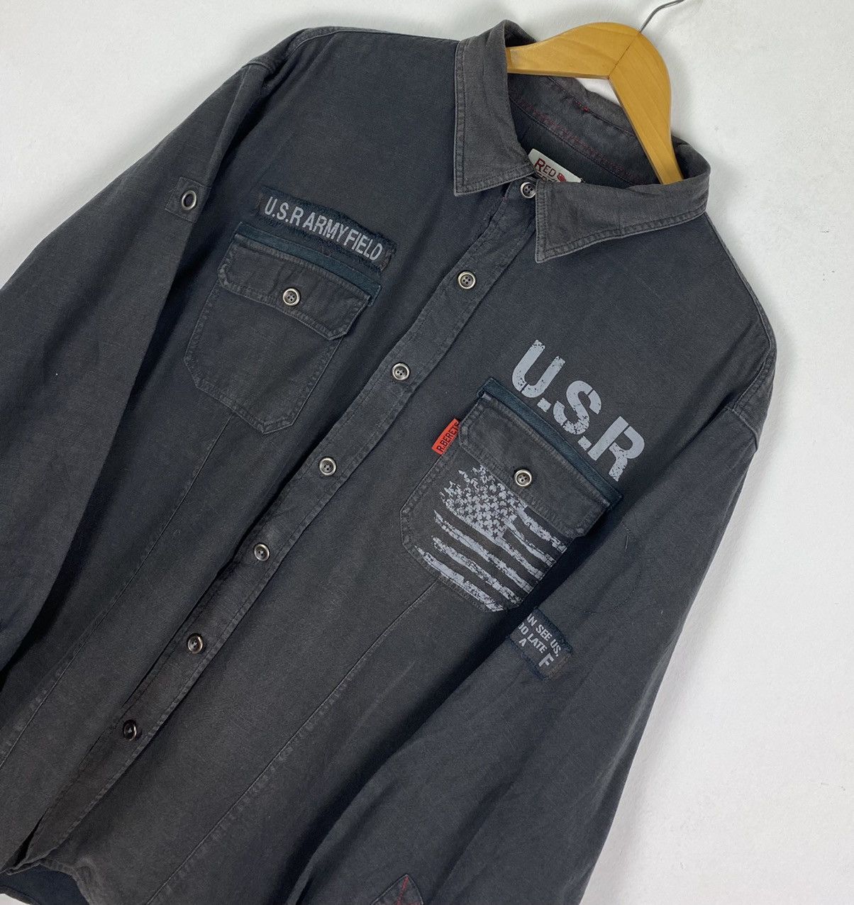 Japanese Brand × Vintage Japanese Brand Red Berets Double Pocket U.S.R Army Patch LS Size US XXL / EU 58 / 5 - 4 Thumbnail