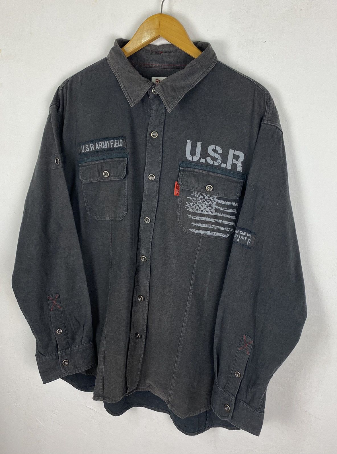 Japanese Brand × Vintage Japanese Brand Red Berets Double Pocket U.S.R Army Patch LS Size US XXL / EU 58 / 5 - 5 Thumbnail