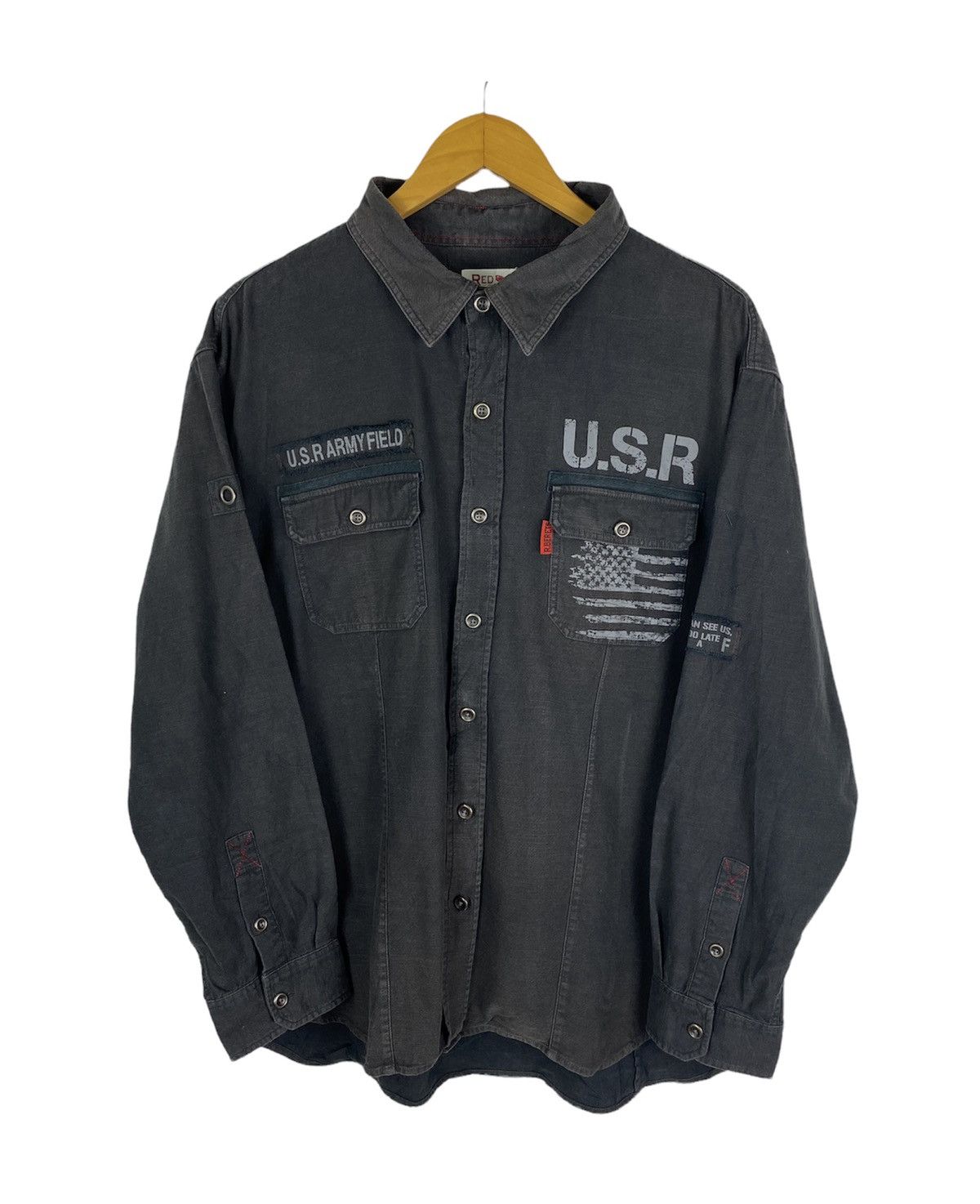 Japanese Brand × Vintage Japanese Brand Red Berets Double Pocket U.S.R Army Patch LS Size US XXL / EU 58 / 5 - 1 Thumbnail