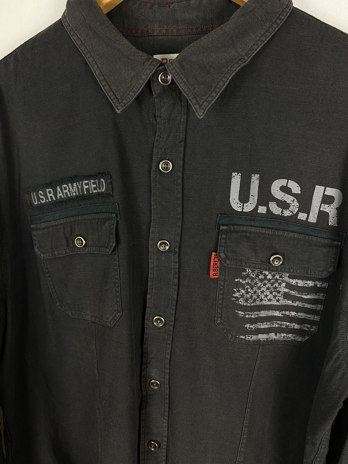 Japanese Brand × Vintage Japanese Brand Red Berets Double Pocket U.S.R Army Patch LS Size US XXL / EU 58 / 5 - 11 Thumbnail