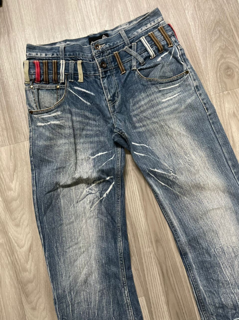 Japanese Brand Rare 🔥JUNGLE STORM Double Waist Multicolored Belt Loop Size US 30 / EU 46 - 3 Thumbnail