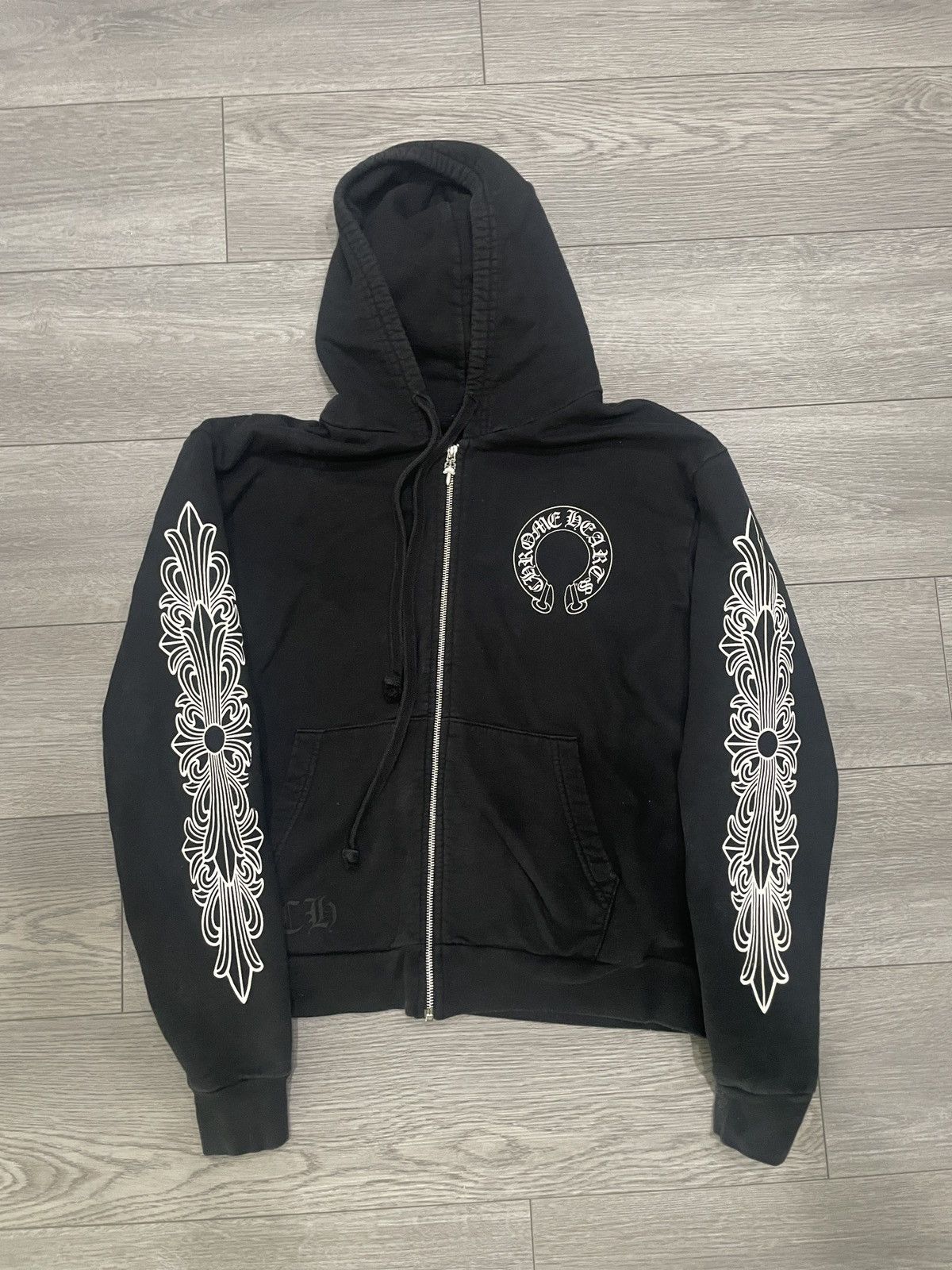 Chrome Hearts Floral Horseshoe Zip Up Hoodie