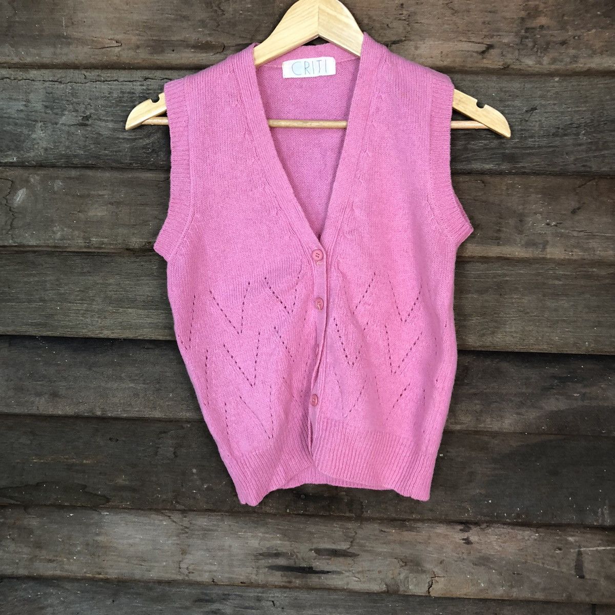 Aran Isles Knitwear CRTI Pink Vest sleeveless japan #H251 Size XS / US 0-2 / IT 36-38 - 3 Thumbnail