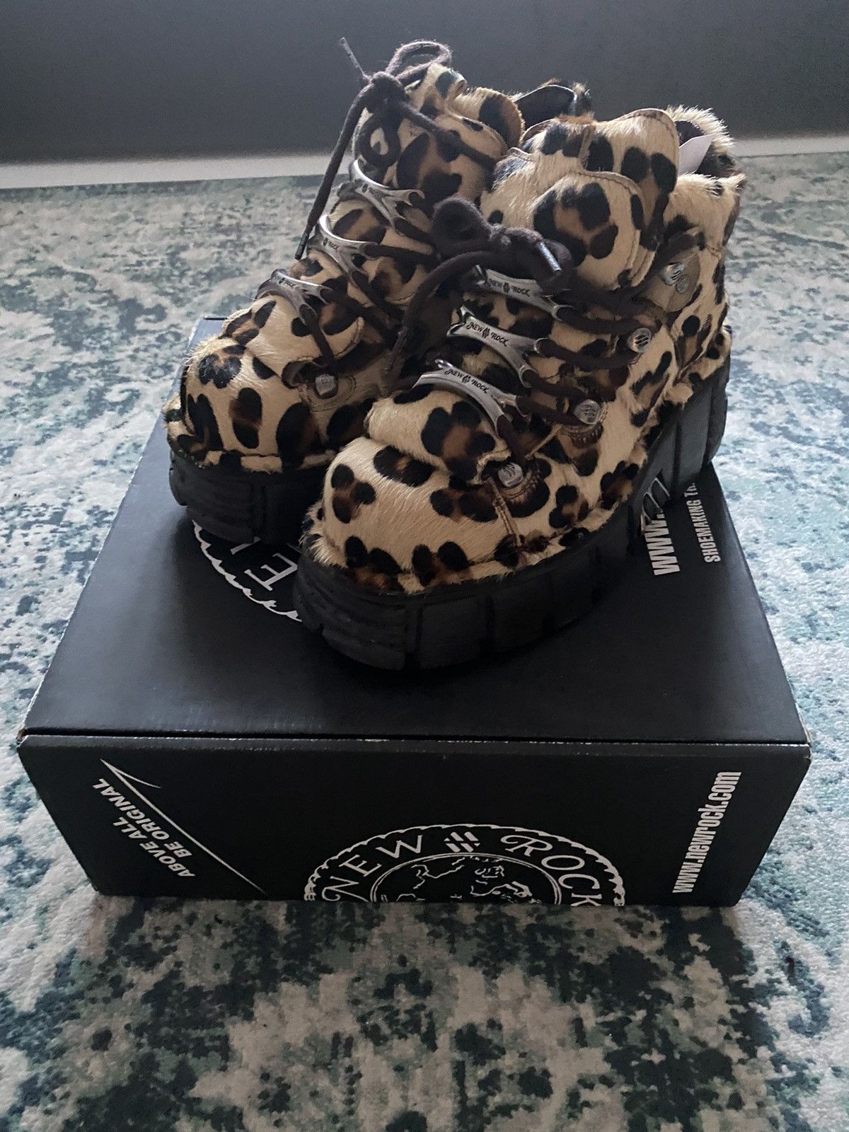 New Rock New rock y2k platform leopard boots | Grailed