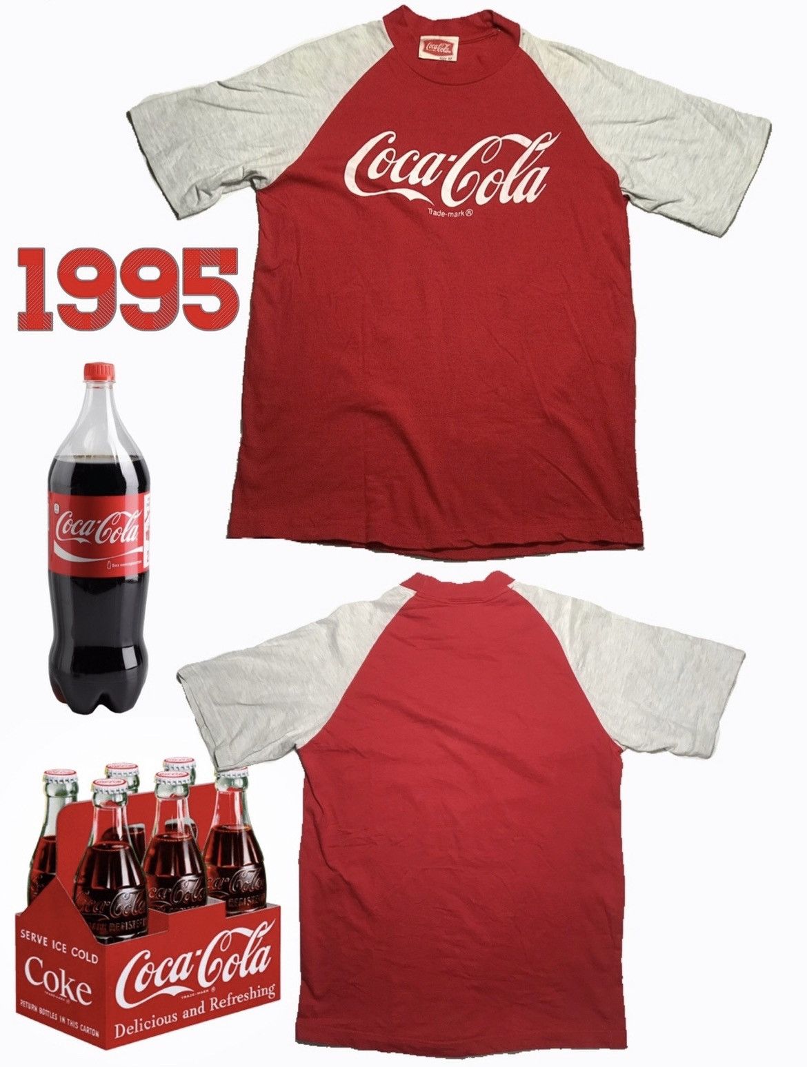 Coca Cola × Vintage 1995 Japan Coca Cola Coke Supreme Raglan shirt rare off vtg Size US M / EU 48-50 / 2 - 1 Thumbnail