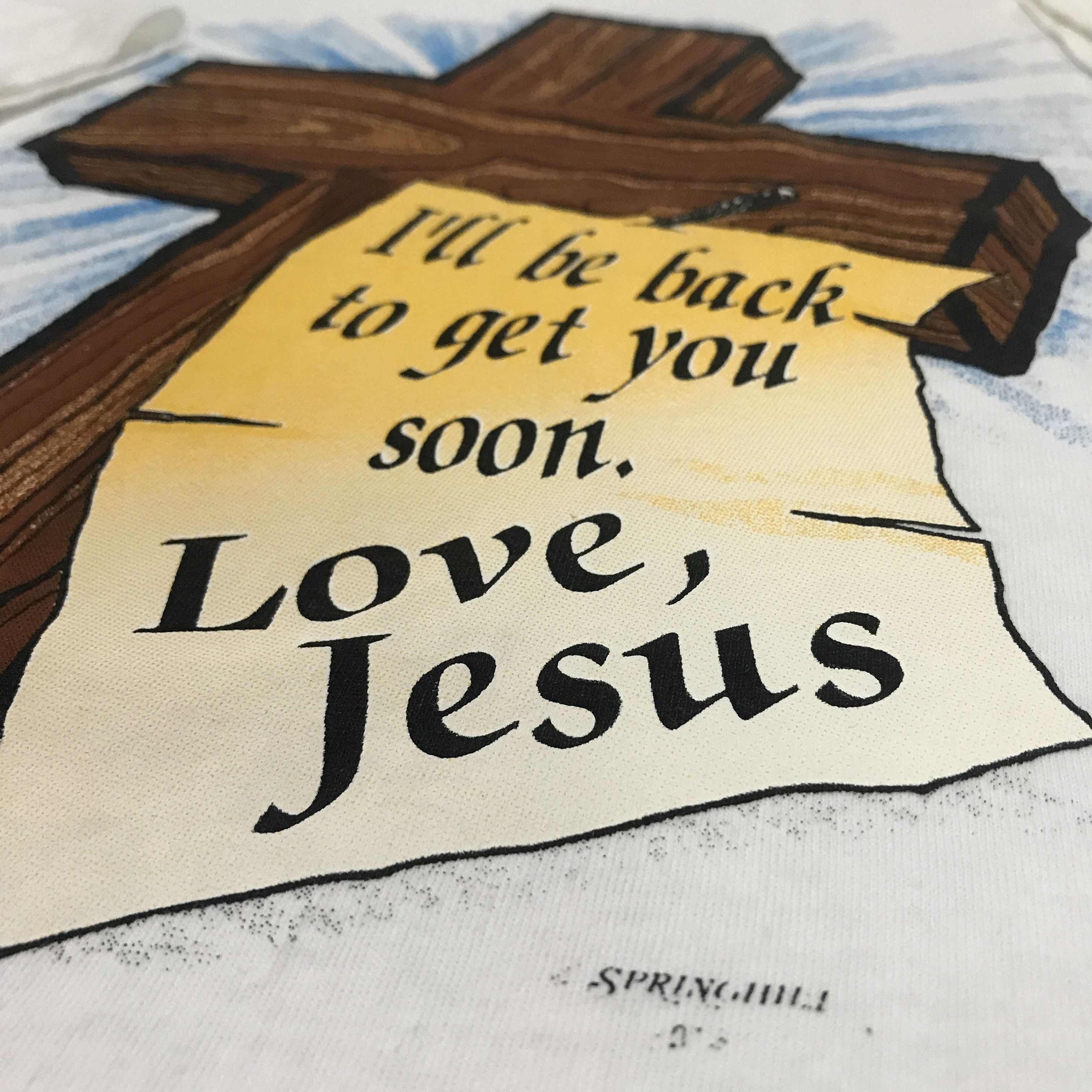 Vintage Vintage 90s God I’ll be beck to get you soon cross Jesus Tee Size US XL / EU 56 / 4 - 3 Thumbnail