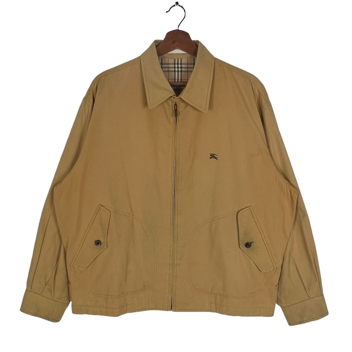 Burberry's Harrington Jacket, Swing Top, Made in England, Men's Size L (approx.) cotton Beige type Vintage Second Hand