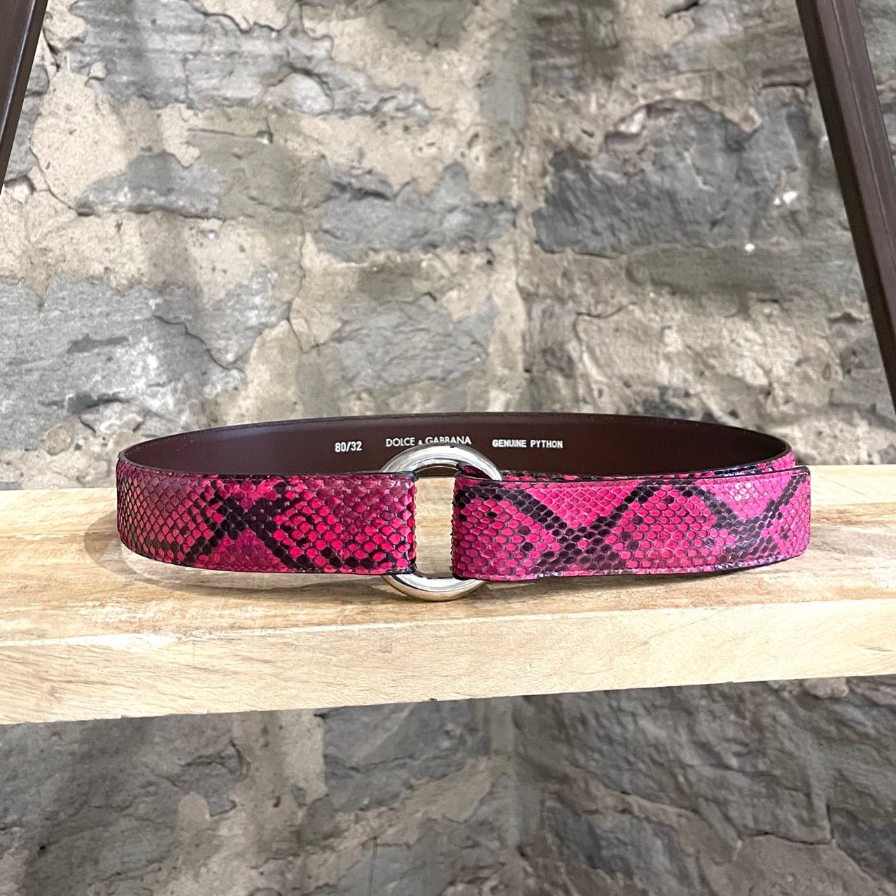 Dolce & Gabbana Dolce & Gabbana Fuschia Pink Black Python Belt Size ONE SIZE - 3 Thumbnail