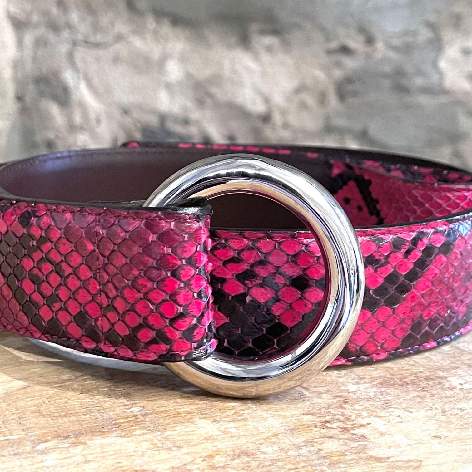 Dolce & Gabbana Dolce & Gabbana Fuschia Pink Black Python Belt Size ONE SIZE - 2 Thumbnail