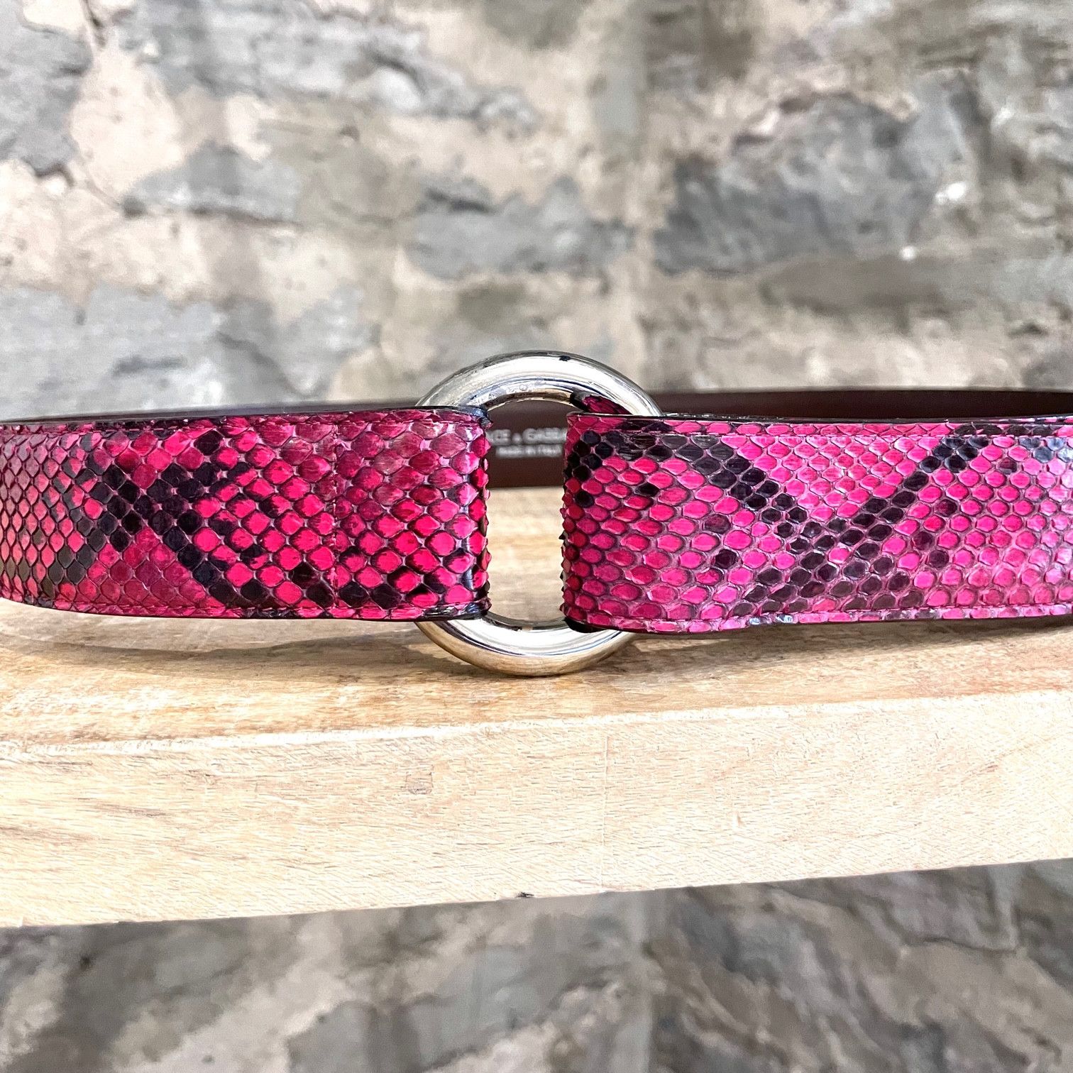 Dolce & Gabbana Dolce & Gabbana Fuschia Pink Black Python Belt Size ONE SIZE - 4 Thumbnail