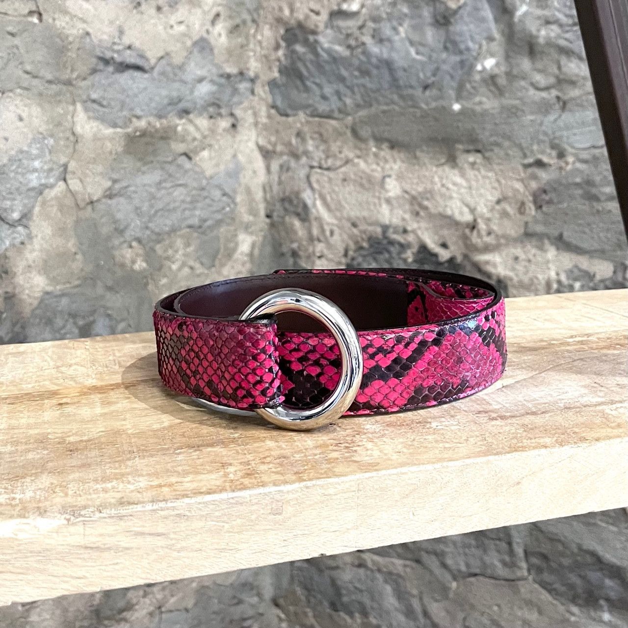 Dolce & Gabbana Dolce & Gabbana Fuschia Pink Black Python Belt Size ONE SIZE - 1 Thumbnail