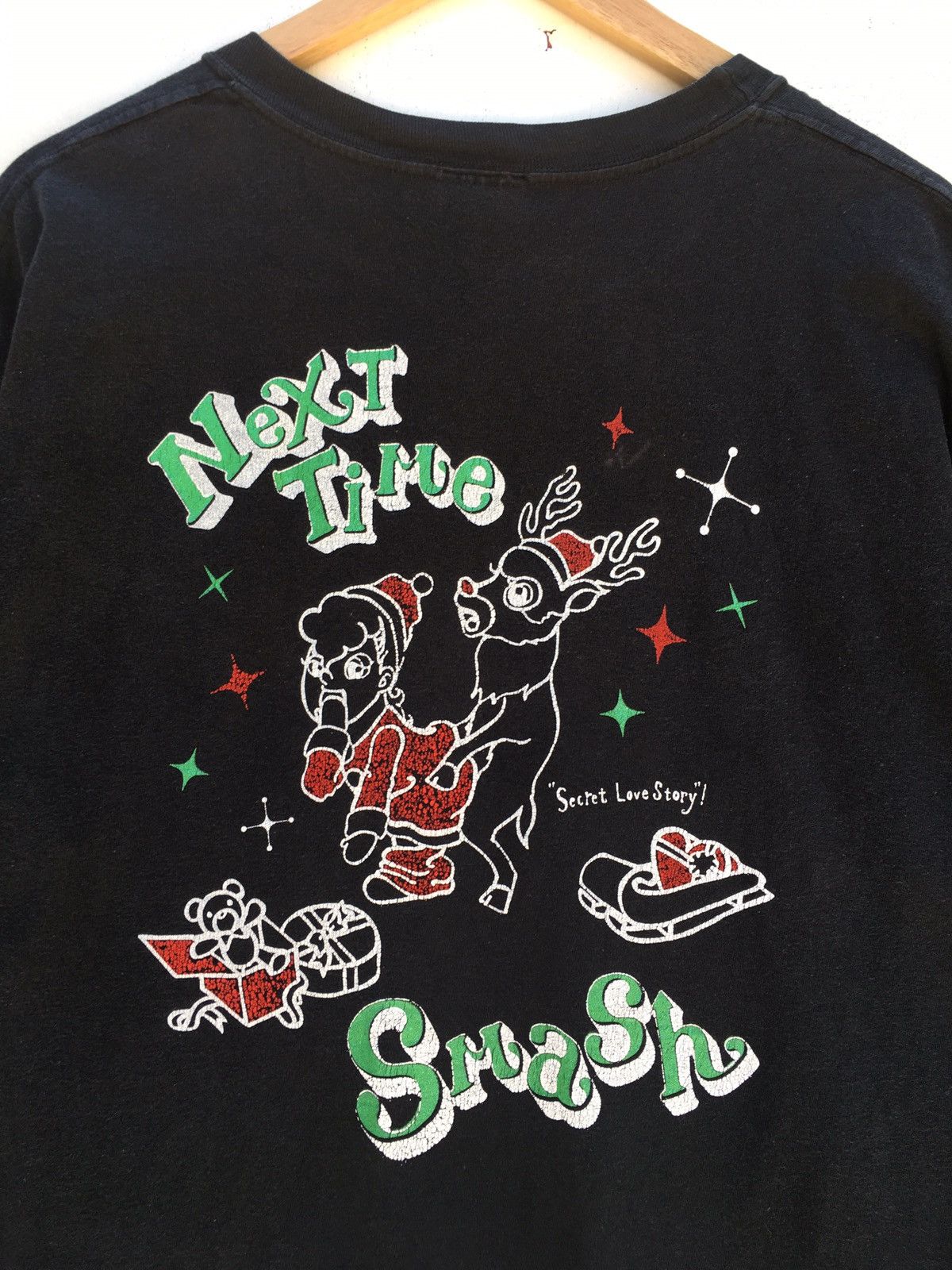 image of Art x Vintage Kishidenne Wrerutogood ‘Fuck Merry” Tee in Black, Men's (Size Large)