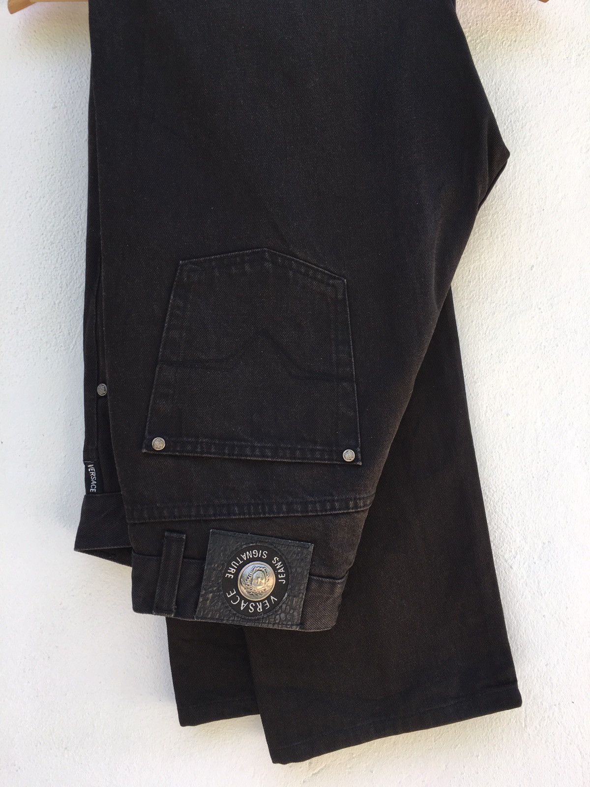 image of Versace Medusa Loose Cut Jeans in Black, Men's (Size 32)