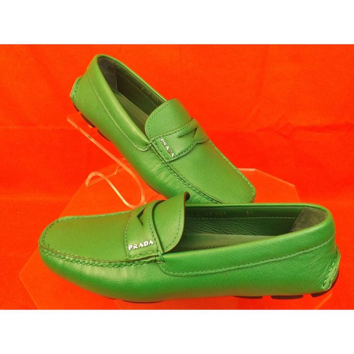 Prada green loafers sales