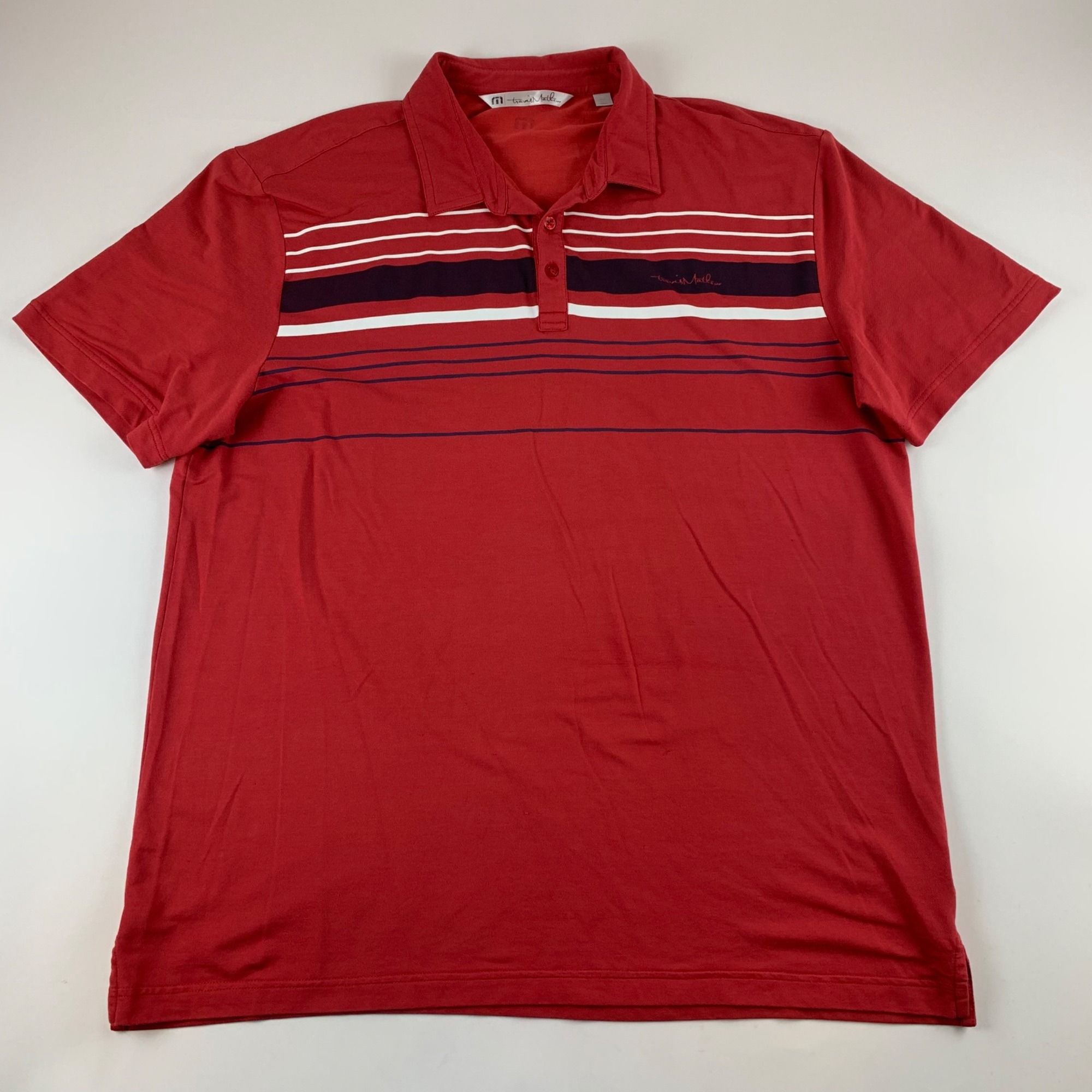 Travis Mathew Travis Mathew Golf Mens Red Navy Blue Polo Shirt | Grailed