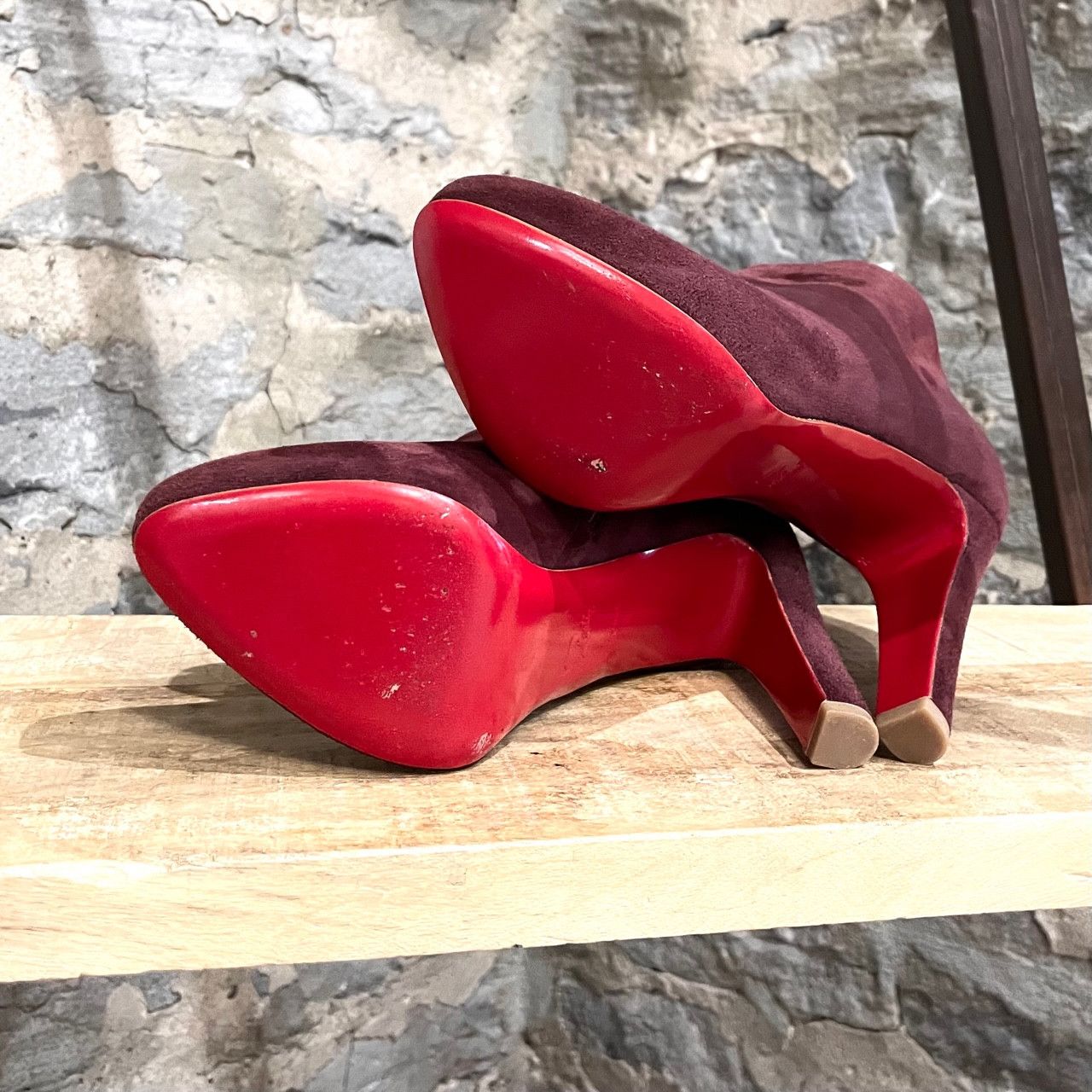 Christian Louboutin Christian Louboutin Burgundy Suede Vicky 120 Ankle Boots Size US 9.5 / IT 39.5 - 7 Thumbnail