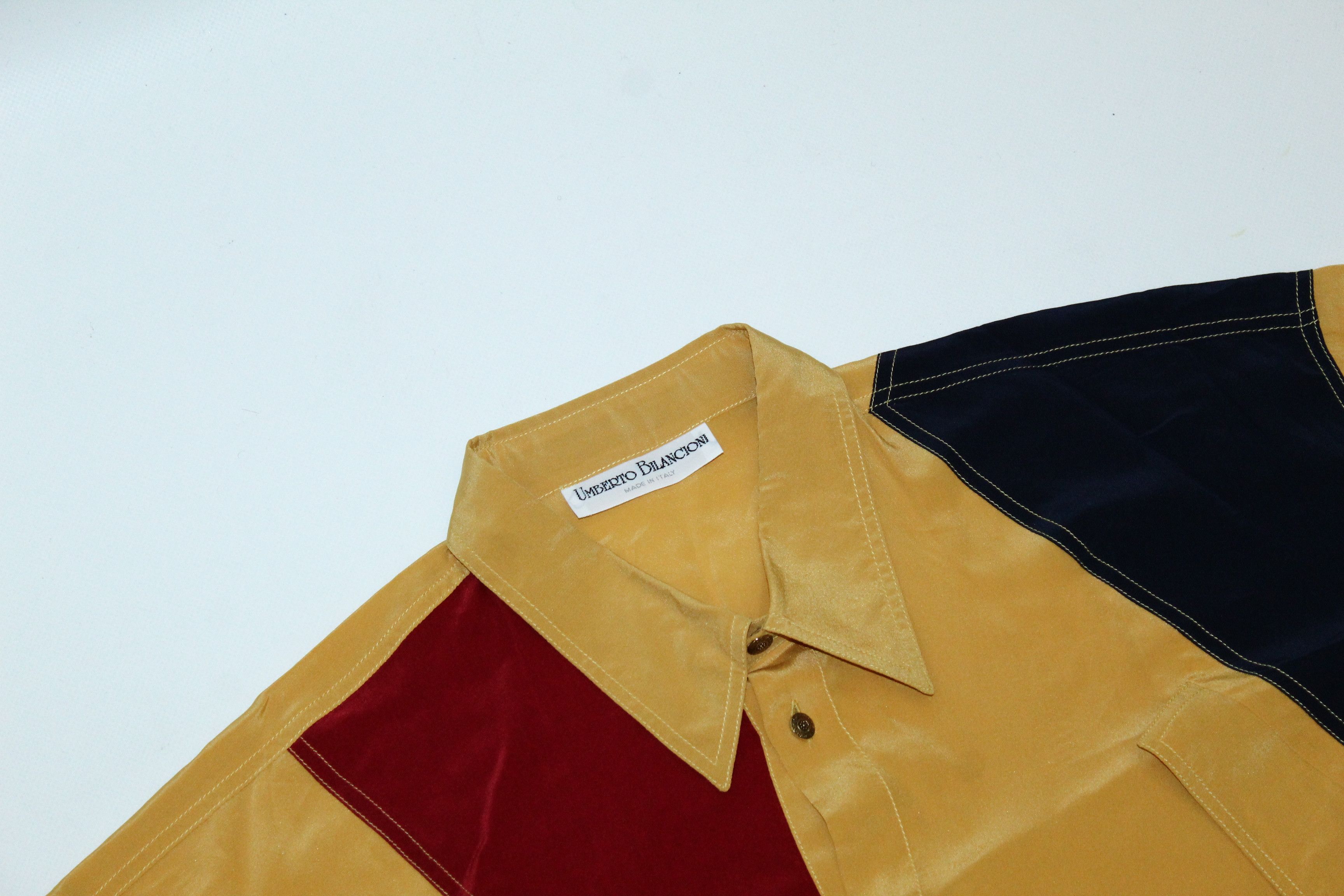 Vintage 💥80s Umberto Bilancioni Signatured slash poket Silk Shirt Size US XL / EU 56 / 4 - 3 Thumbnail