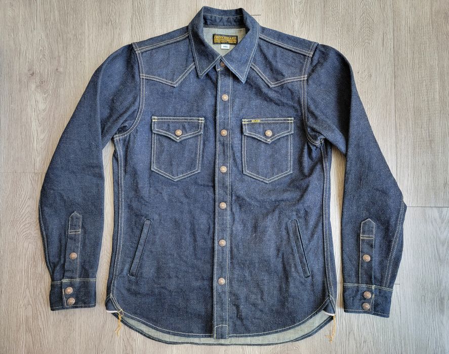 Iron Heart IRON HEART 18oz Vintage Selvedge Denim CPO Shirt - Indigo ...