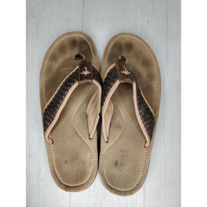 Other Margaritaville Mens Size 11 Mirage Flip Flops Brown PU Woven