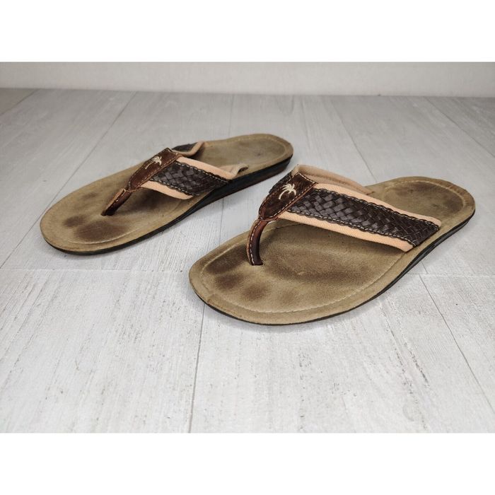 Other Margaritaville Mens Size 11 Mirage Flip Flops Brown PU Woven