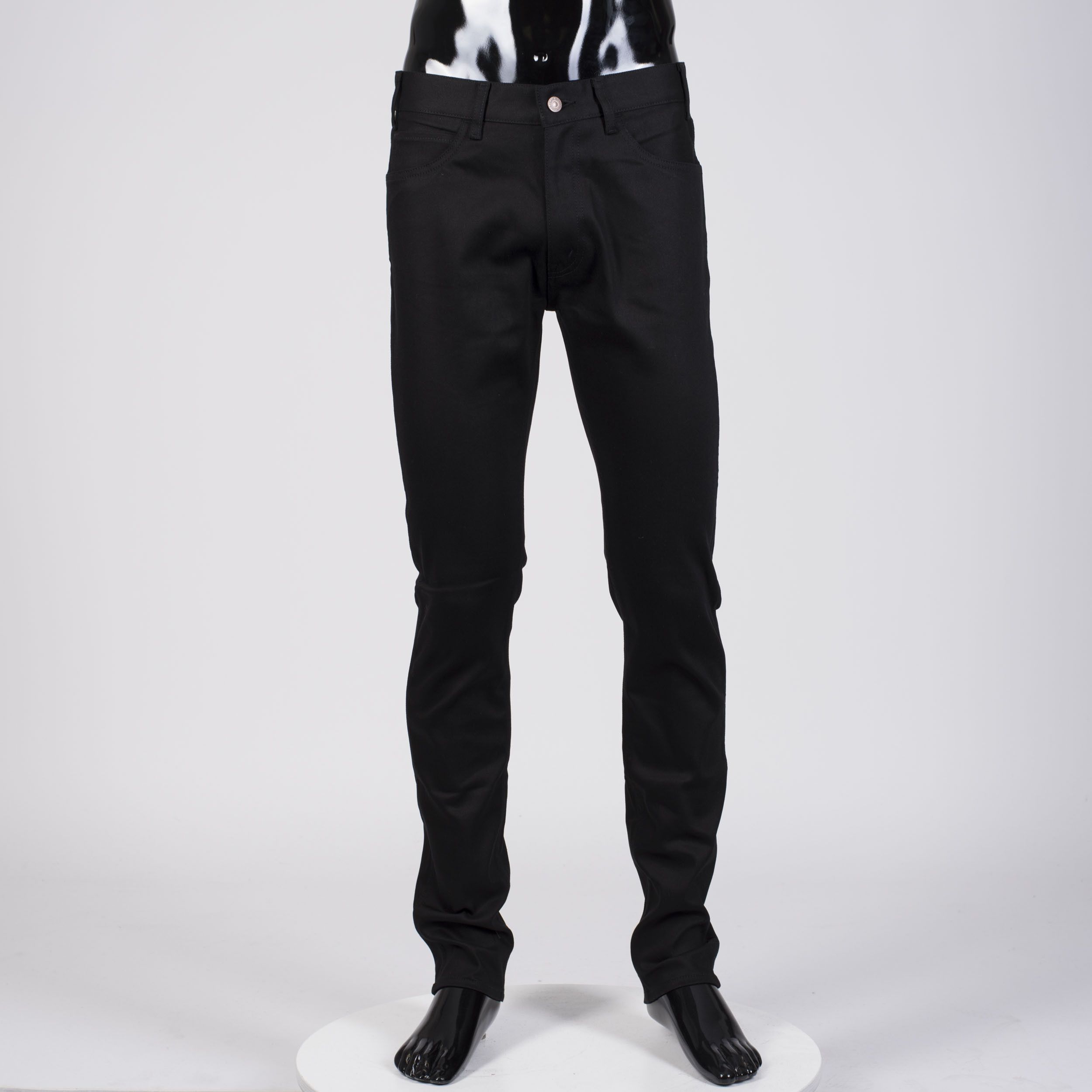 Mid Waist Skinny Jeans In Black Japanese Stretch Denim 31