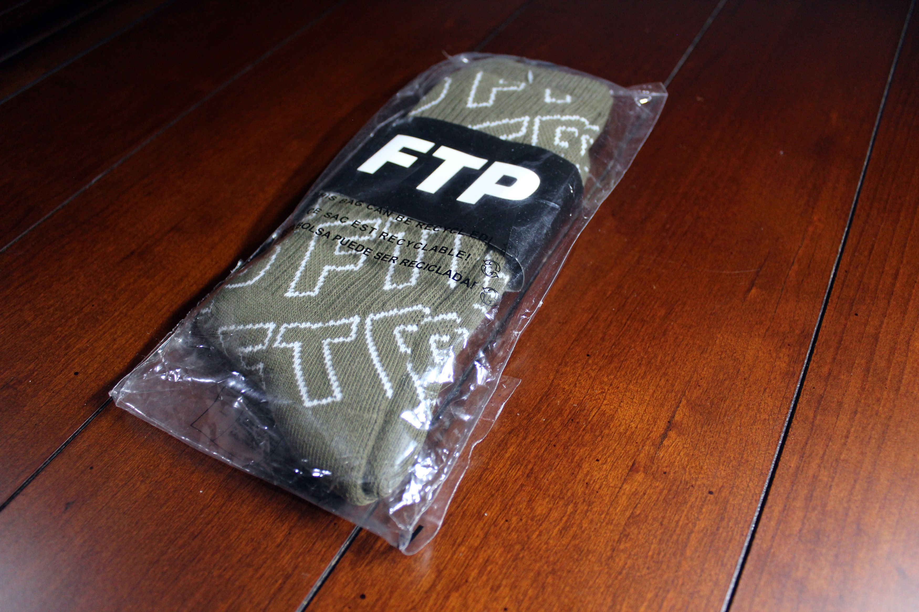 Fuck The Population FTP Socks All Over Outline Logo [Olive] Size ONE SIZE - 1 Thumbnail