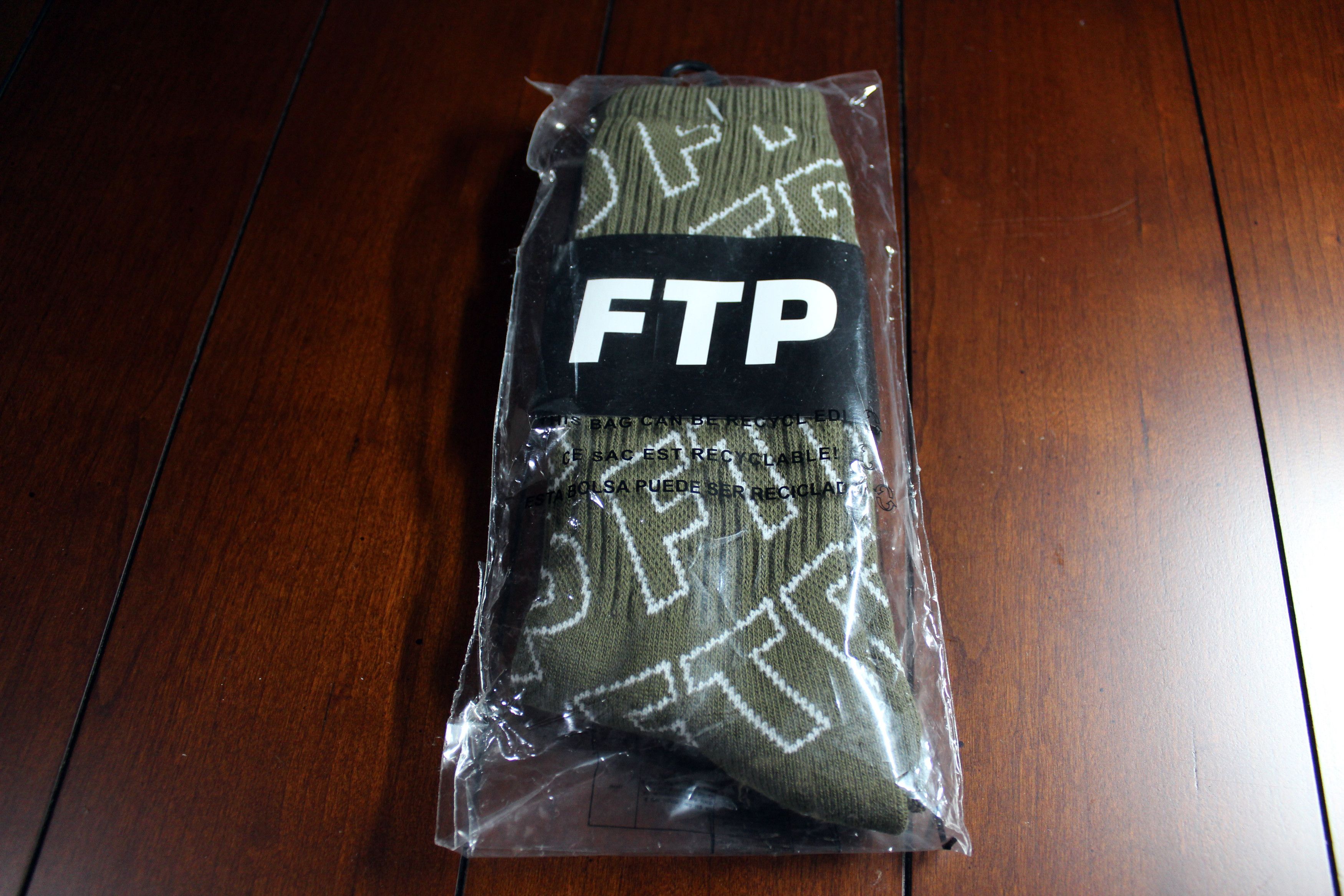 Fuck The Population FTP Socks All Over Outline Logo [Olive] Size ONE SIZE - 3 Thumbnail