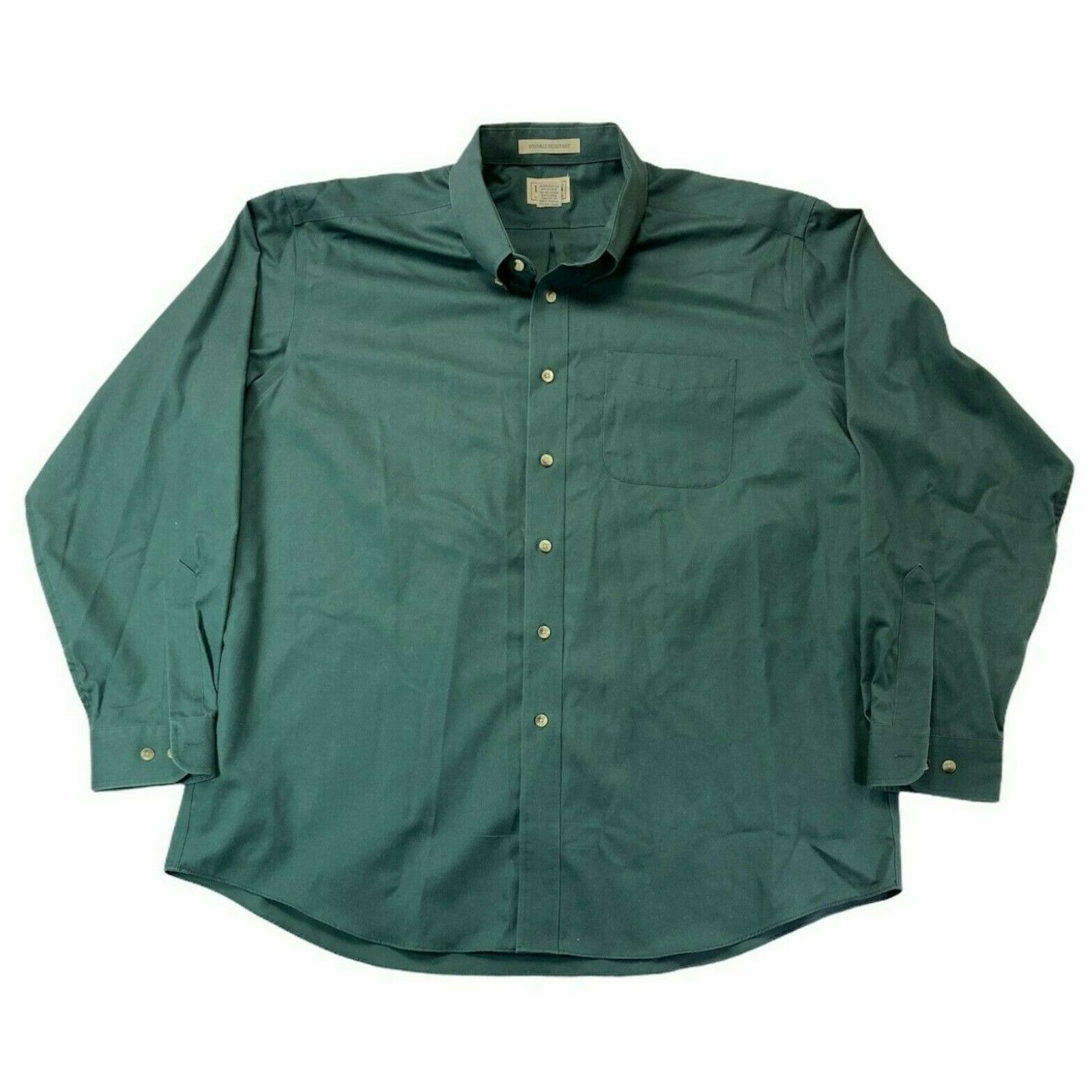 Vintage L.L. Bean Mens Reg OWT59 Oxford Wrinkle Resistant Green Button ...