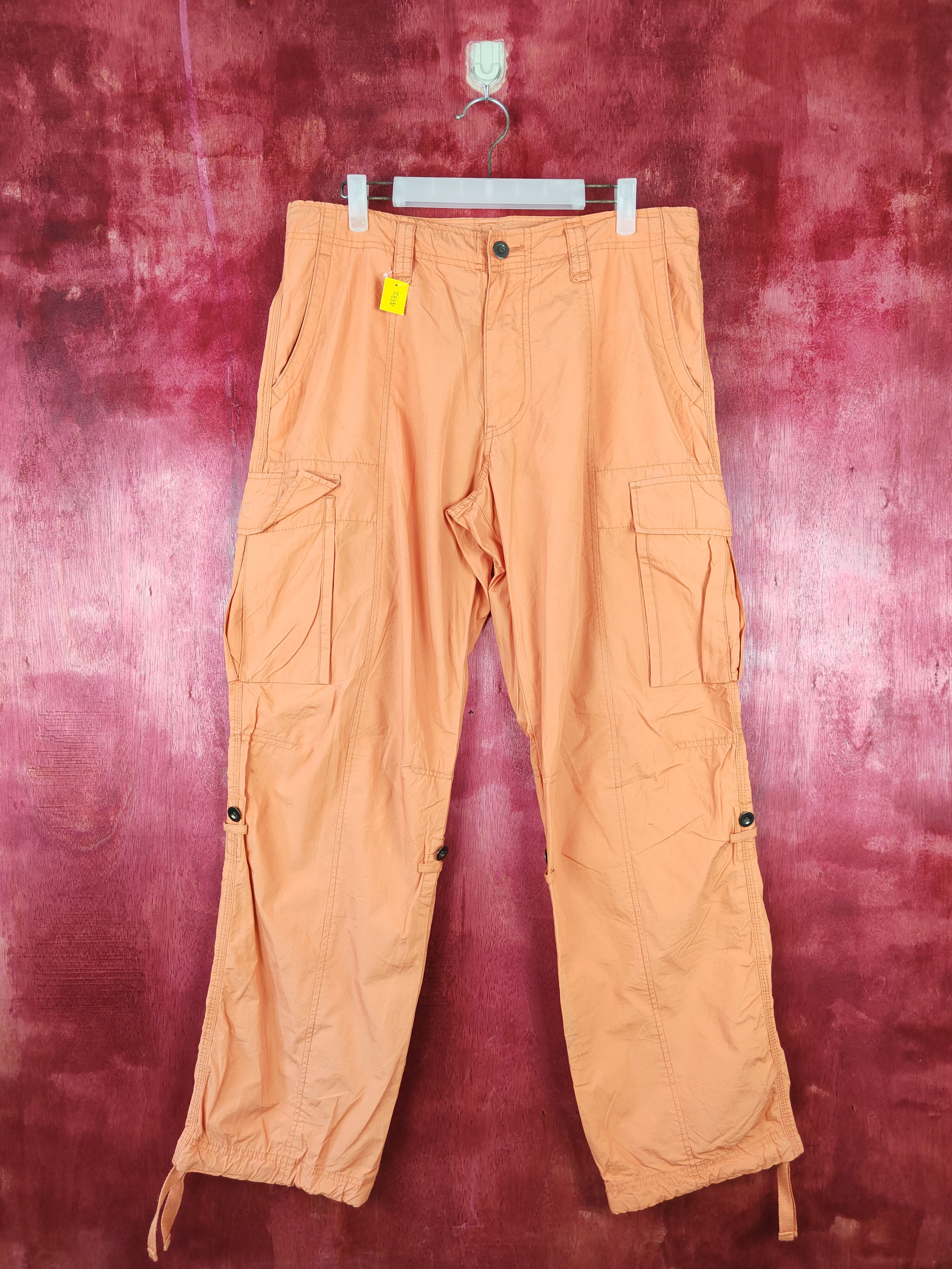 Japanese Brand × Vintage Uniqlo orange multi pocket tactical cargo pants #S357 Size US 35 - 1 Thumbnail