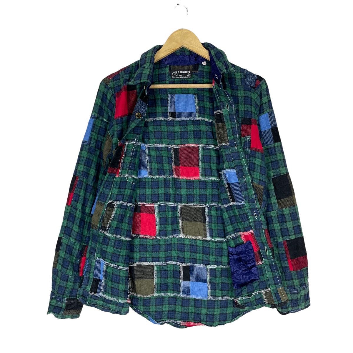 Blue Blue Japan ❄️HR MARKET BLUE BLUE PATCHWORK BUTTON UP SHIRT Size US S / EU 44-46 / 1 - 7 Thumbnail