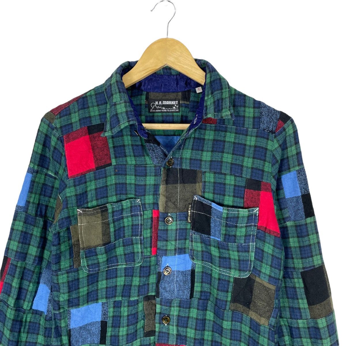 Blue Blue Japan ❄️HR MARKET BLUE BLUE PATCHWORK BUTTON UP SHIRT Size US S / EU 44-46 / 1 - 2 Thumbnail